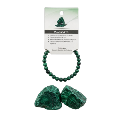 PULSERA ELASTICA MALAQUITA 6MM
