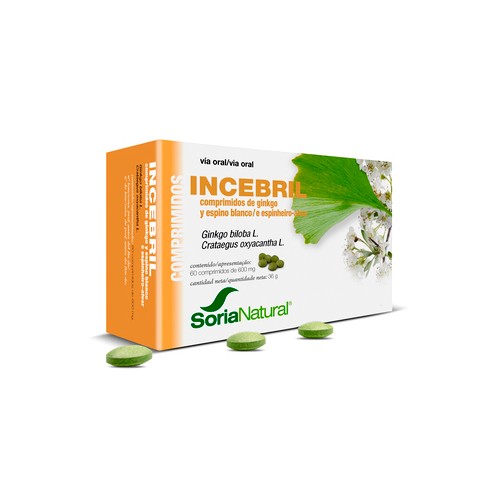 INCEBRIL GINKGO Y ESPINO BLANCO 60 COMP 600 MG - Imagen 1