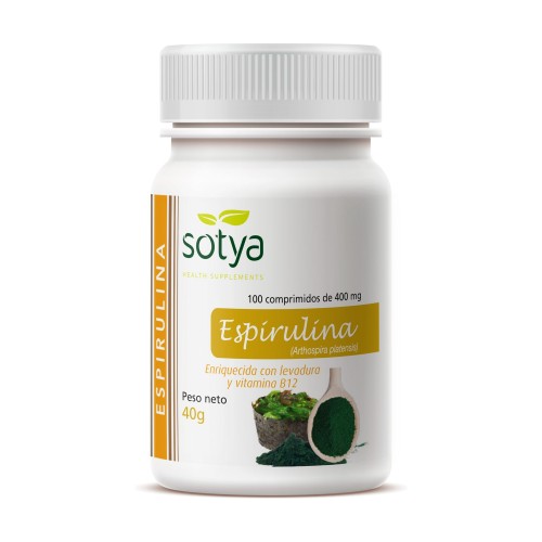 ESPIRULINA + B12 400 MG 100 COMP ESPIRULINA 100 COMP 400 MG - Imagen 1