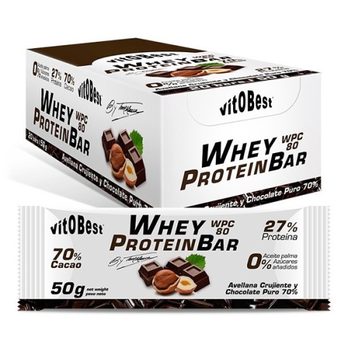 BARRITAS WHEY AVELLANA CHOCOLATE 20 UNIDADES - Imagen 1
