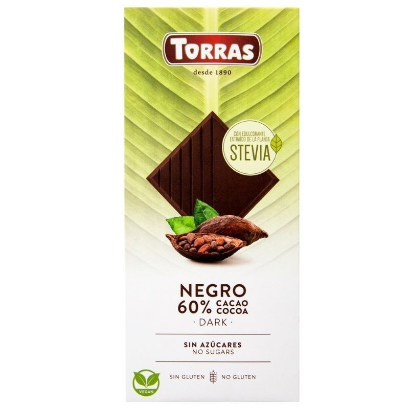 CHOCOLATE NEGRO STEVIA 60% 100 GR TABLETA